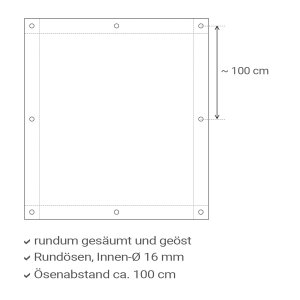 HDPE Gewebeplane - Abdeckplane - 180 g/qm 5 m x 6 m grün