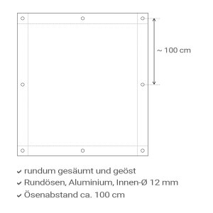 Abdeckplane - Gewebeplane 140 g/qm - weiß-transluzent 5 m x 6 m - 4 Stück