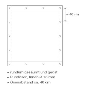 HDPE Gewebeplane - Abdeckplane - 220 g/qm - nach Maß